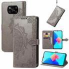 For Xiaomi Poco X3 Pro Mandala Flower Embossed Leather Phone Case(Gray) - 1