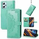 For Xiaomi Poco X4 GT Mandala Flower Embossed Leather Phone Case(Green) - 1