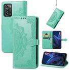 For ZTE Blade A72 4G Mandala Flower Embossed Leather Phone Case(Green) - 1
