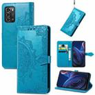For ZTE Blade A72 4G Mandala Flower Embossed Leather Phone Case(Blue) - 1