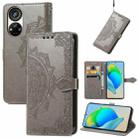 For ZTE Blade V40S Mandala Flower Embossed Leather Phone Case(Gray) - 1