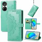 For ZTE Blade V40S Mandala Flower Embossed Leather Phone Case(Green) - 1
