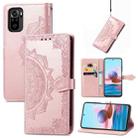 For Xiaomi Redmi Note 10S Mandala Flower Embossed Leather Phone Case(Rose Gold) - 1
