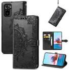 For Xiaomi Redmi Note 10S Mandala Flower Embossed Leather Phone Case(Black) - 1