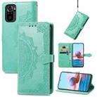For Xiaomi Redmi Note 10S Mandala Flower Embossed Leather Phone Case(Green) - 1