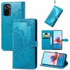 For Xiaomi Redmi Note 10S Mandala Flower Embossed Leather Phone Case(Blue) - 1