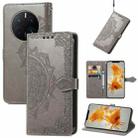 For Huawei Mate 50 Pro Mandala Flower Embossed Leather Phone Case(Gray) - 1