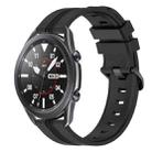 For Samsung Galaxy Watch3 45mm 22mm Concave Striped Slicone Watch Band(Black) - 1