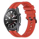 For Samsung Galaxy Watch3 45mm 22mm Concave Striped Slicone Watch Band(Red) - 1