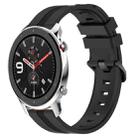 For Amazfit GTR 4 22mm Concave Striped Slicone Watch Band(Black) - 1