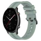 For Amazfit GTR 2e 22mm Concave Striped Slicone Watch Band(Grayish Green) - 1