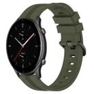 For Amazfit GTR 2e 22mm Concave Striped Slicone Watch Band(Armygreen) - 1