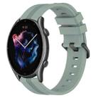 For Amazfit 3 22mm Concave Striped Slicone Watch Band(Grayish Green) - 1