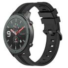 For Amazfit GTR 47mm 22mm Concave Striped Slicone Watch Band(Black) - 1
