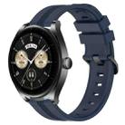 For Huawei Watch Buds 22mm Concave Striped Slicone Watch Band(Navy Blue) - 1