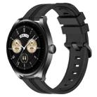 For Huawei Watch Buds 22mm Concave Striped Slicone Watch Band(Black) - 1