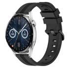 For Huawei Watch GT3 46mm 22mm Concave Striped Slicone Watch Band(Black) - 1