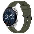 For Huawei Watch GT3 46mm 22mm Concave Striped Slicone Watch Band(Army Green) - 1
