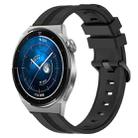 For Huawei Watch GT3 Pro 43mm 20mm Concave Striped Slicone Watch Band(Black) - 1