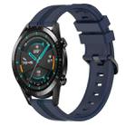 For Huawei Watch GT2 42mm 20mm Concave Striped Slicone Watch Band(Navy Blue) - 1