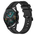 For Huawei Watch GT2 42mm 20mm Concave Striped Slicone Watch Band(Black) - 1