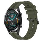 For Huawei Watch GT2 42mm 20mm Concave Striped Slicone Watch Band(Army Green) - 1