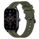 For Amazfit GTS 4 20mm Concave Striped Slicone Watch Band(Armygreen) - 1