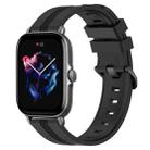 For Amazfit GTS 3 20mm Concave Striped Slicone Watch Band(Black) - 1