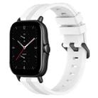 For Amazfit GTS 2E 20mm Concave Striped Slicone Watch Band(White) - 1