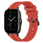 For Amazfit GTS 2E 20mm Concave Striped Slicone Watch Band(Red) - 1