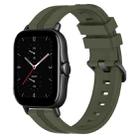 For Amazfit GTS 2E 20mm Concave Striped Slicone Watch Band(Armygreen) - 1