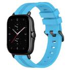 For Amazfit GTS 2E 20mm Concave Striped Slicone Watch Band(Skyblue) - 1