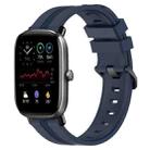 For Amazfit GTS 2 Mini 20mm Concave Striped Slicone Watch Band(Navy Blue) - 1