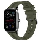 For Amazfit GTS 2 Mini 20mm Concave Striped Slicone Watch Band(Armygreen) - 1