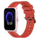 For Amazfit Pop Pro 20mm Concave Striped Slicone Watch Band(Red) - 1