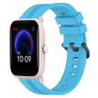 For Amazfit Pop Pro 20mm Concave Striped Slicone Watch Band(Skyblue) - 1