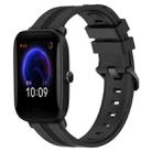 For Amazfit Pop 20mm Concave Striped Slicone Watch Band(Black) - 1