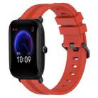For Amazfit Pop 20mm Concave Striped Slicone Watch Band(Red) - 1