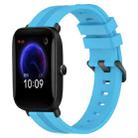 For Amazfit Pop 20mm Concave Striped Slicone Watch Band(Skyblue) - 1