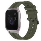 For Garmin Venu SQ 20mm Concave Striped Slicone Watch Band(Army Green) - 1