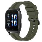 For Garmin Forerunner Sq2 20mm Concave Striped Slicone Watch Band(Army Green) - 1