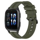 For Garmin Forerunner Sq2 Music 20mm Concave Striped Slicone Watch Band(Army Green) - 1