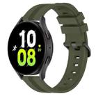 For Samsung Galaxy Watch5 44mm 20mm Concave Striped Slicone Watch Band(Army Green) - 1