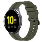 For Samsung Galaxy Watch Active 2 40mm 20mm Concave Striped Slicone Watch Band(Army Green) - 1