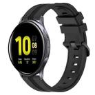 For Samsung Galaxy Watch Active 2 44mm 20mm Concave Striped Slicone Watch Band(Black) - 1