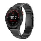 For Garmin Fenix 7X Solar 26mm Tortoise Shell Stainless Steel Watch Band(Black) - 1