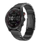 For Garmin Fenix 7 Sapphire Solar 22mm Tortoise Shell Stainless Steel Watch Band(Black) - 1