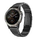 For Garmin Fenix 5 Plus 22mm Tortoise Shell Stainless Steel Watch Band(Black) - 1