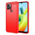 For Xiaomi Poco C50 Brushed Texture Carbon Fiber TPU Phone Case(Red) - 1