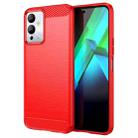 For Infinix Note 12i Brushed Texture Carbon Fiber TPU Phone Case(Red) - 1